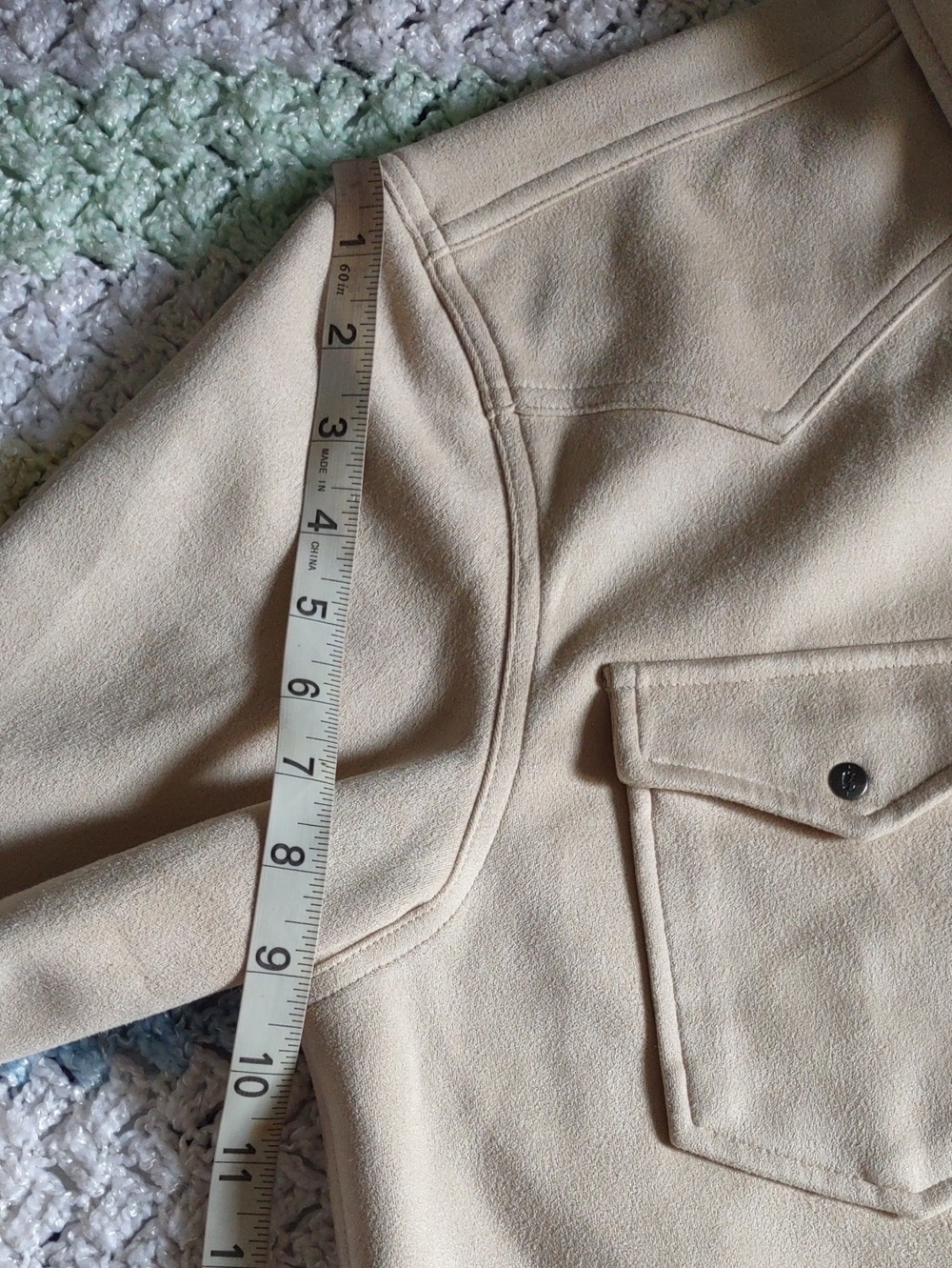 Rye 51 Size Large Faux Suede Cream Western Shirt - Picture 7 of 14